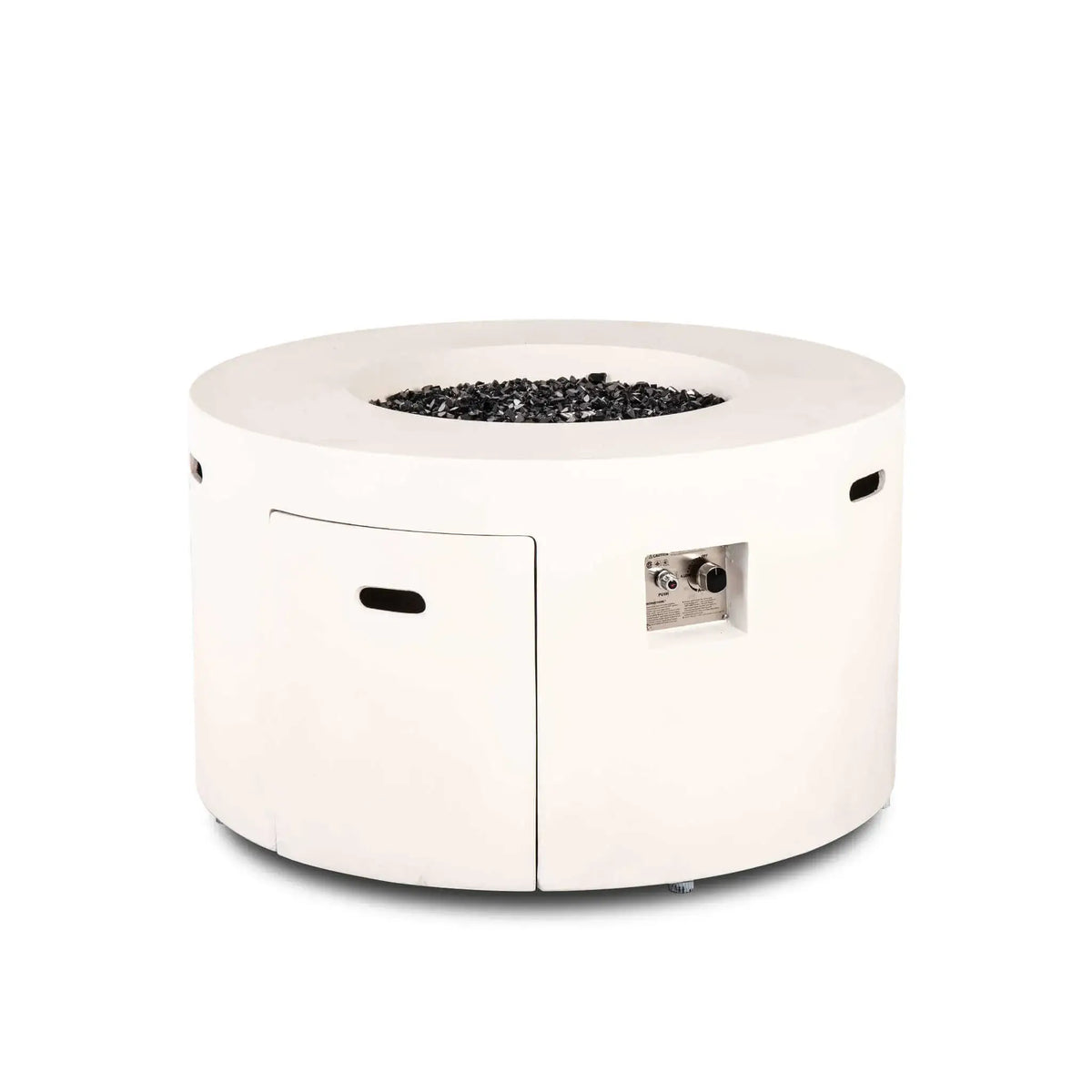 Flame Havens 43" Round GFRC Concrete Propane Gas Fire Pit with Hidden Tank Drawer