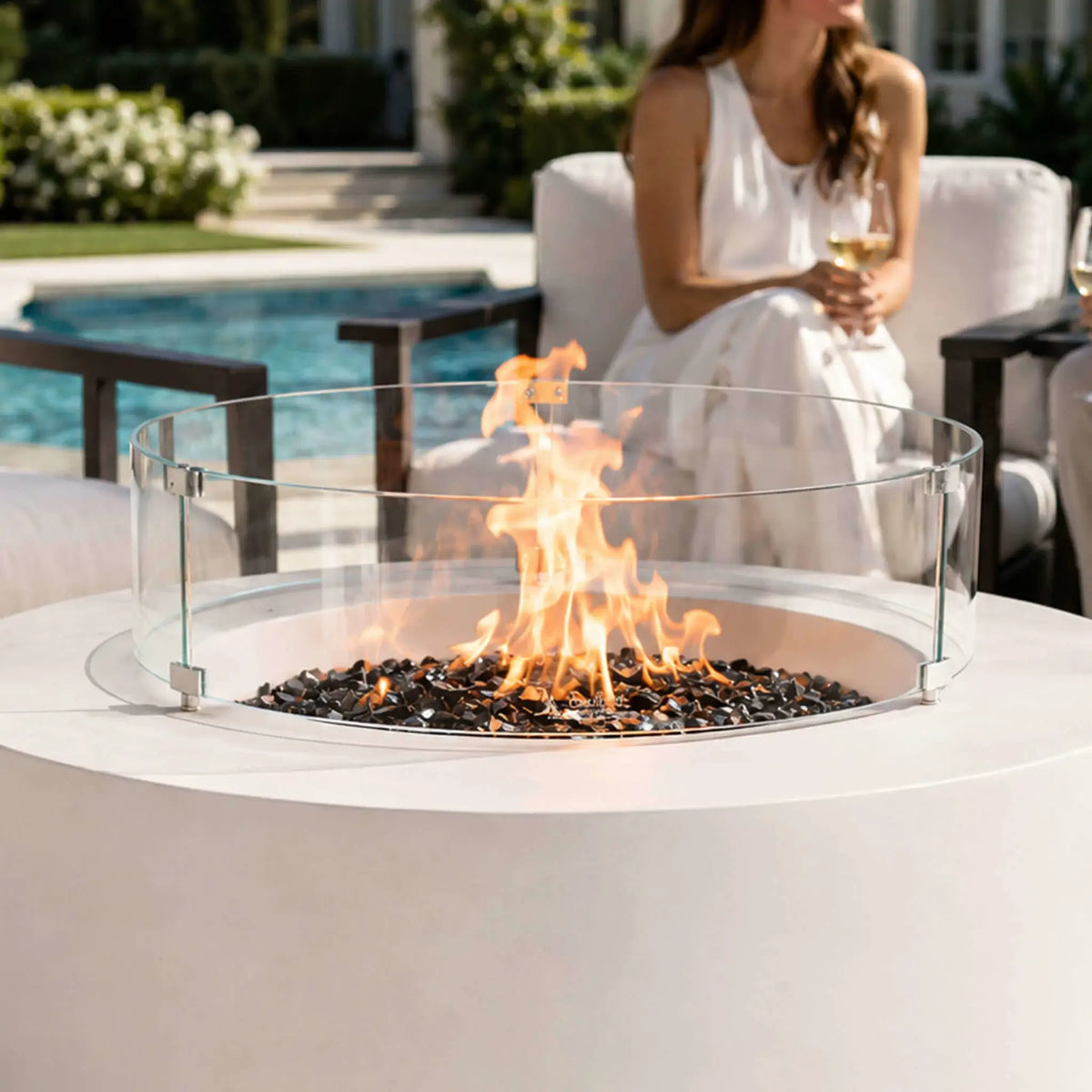Flame Havens 28" Diameter x 7" Tall Tempered Glass Wind Guard