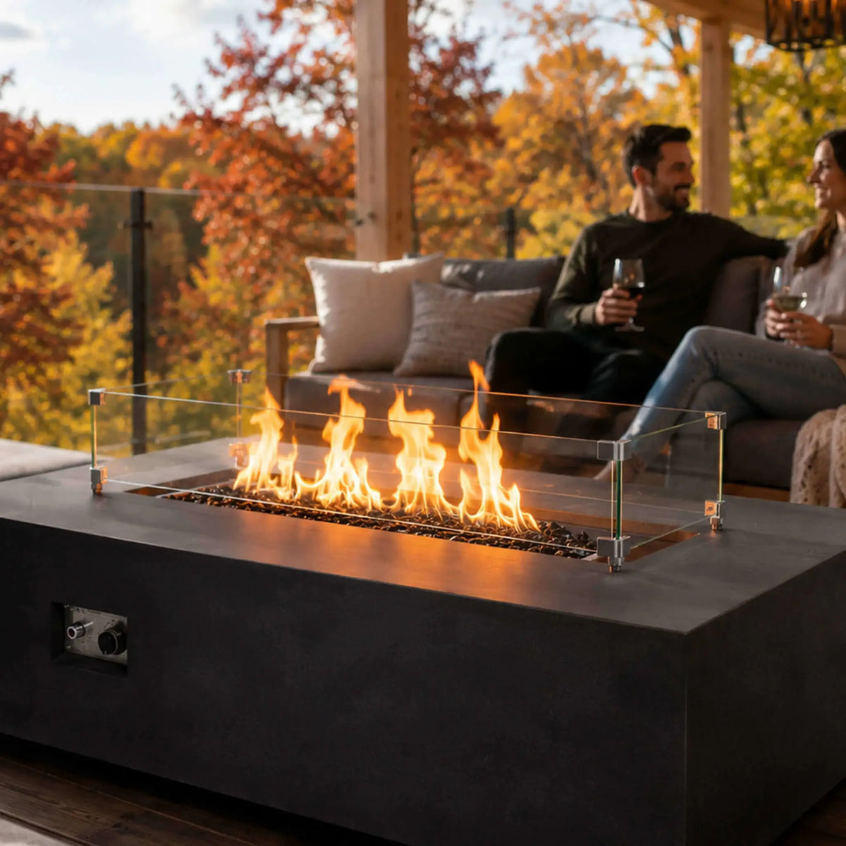 Flame Havens 56" x 30" Rectangle GFRC Concrete Natural Gas Fire Pit