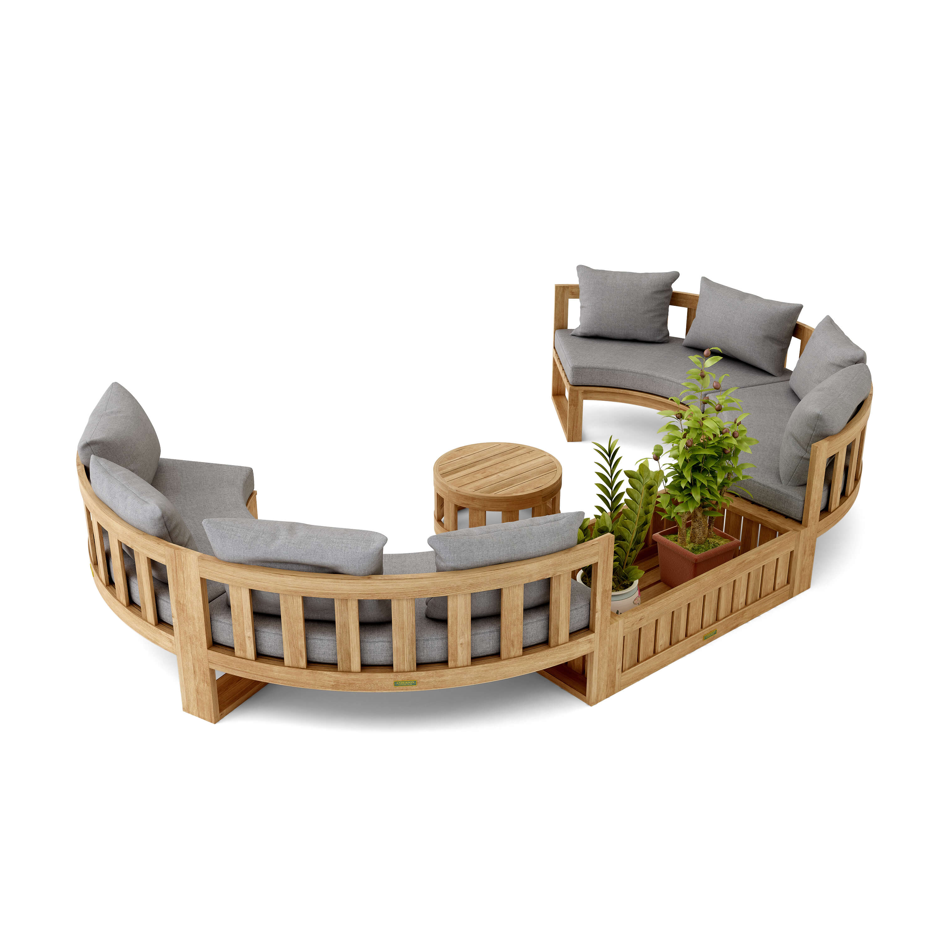 Anderson Teak – Circular Modular Deep Seating Set – 8-Person Teak Lounge
