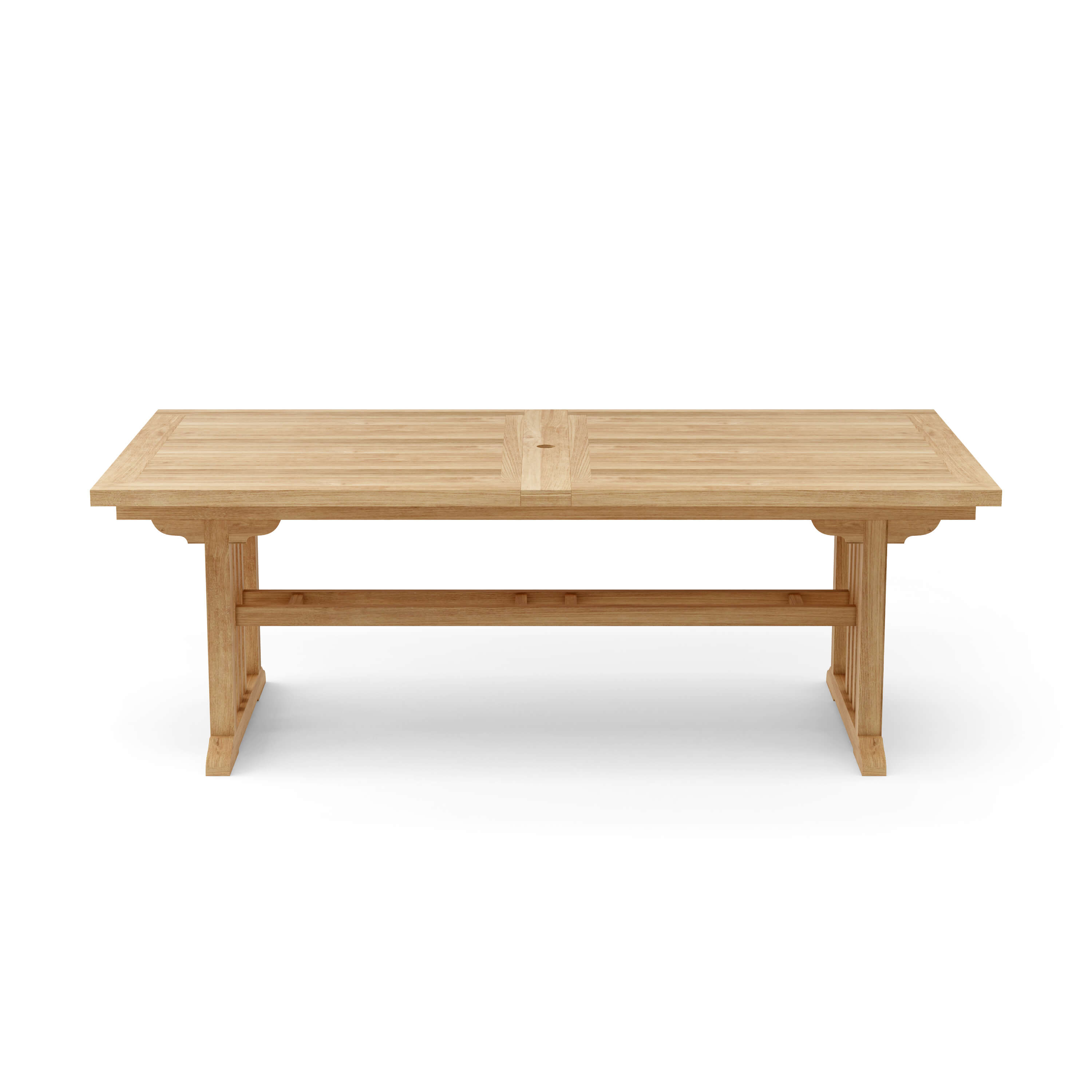 Anderson Teak Sahara 126″ Double Extension Dining Table – Large Teak Outdoor Patio Table