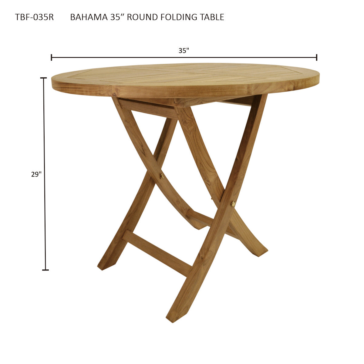 Anderson Teak Bahama 35″ Round Folding Bistro Table – Solid Teak Outdoor Patio Table