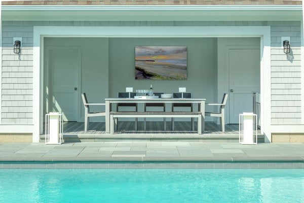 Seaside Greenwich 80″ Dining Bench Slatted – Modern Outdoor Patio Seating