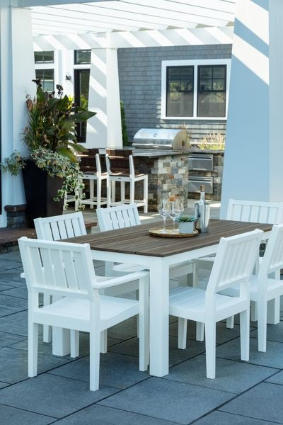 Seaside Greenwich Dining Arm Chair Slatted – Modern Outdoor Patio Seating