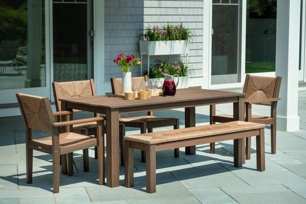 Seaside Greenwich Dining Arm Chair Woven – Modern Outdoor Patio Seating