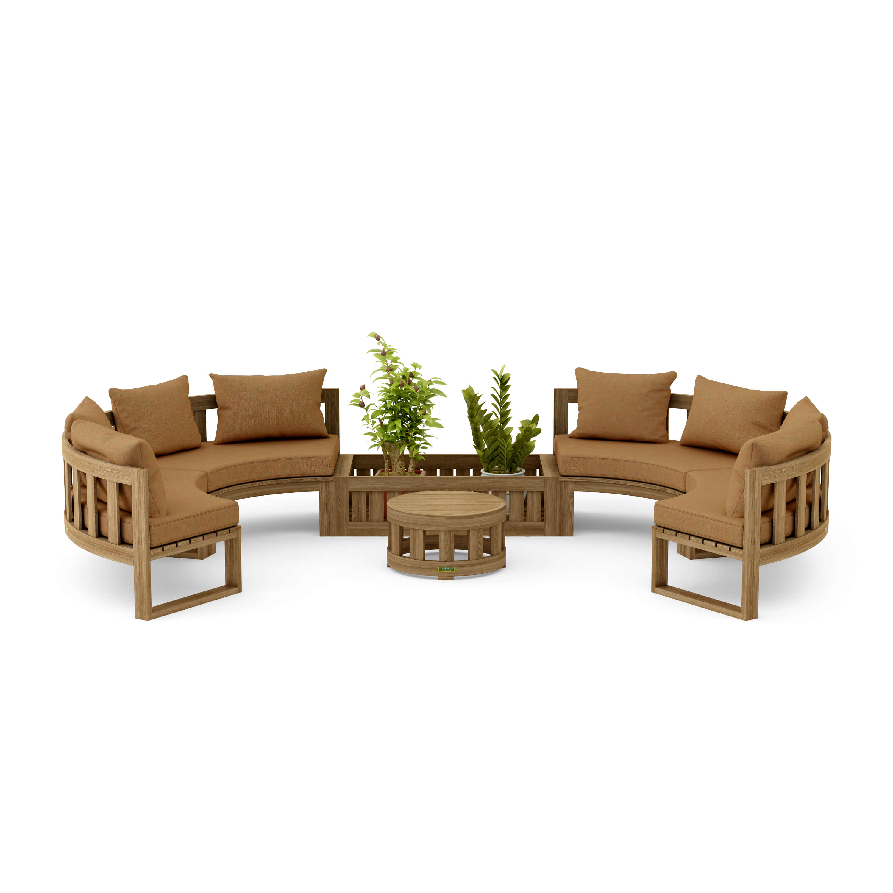 Anderson Teak – Circular Modular Deep Seating Set – 8-Person Teak Lounge