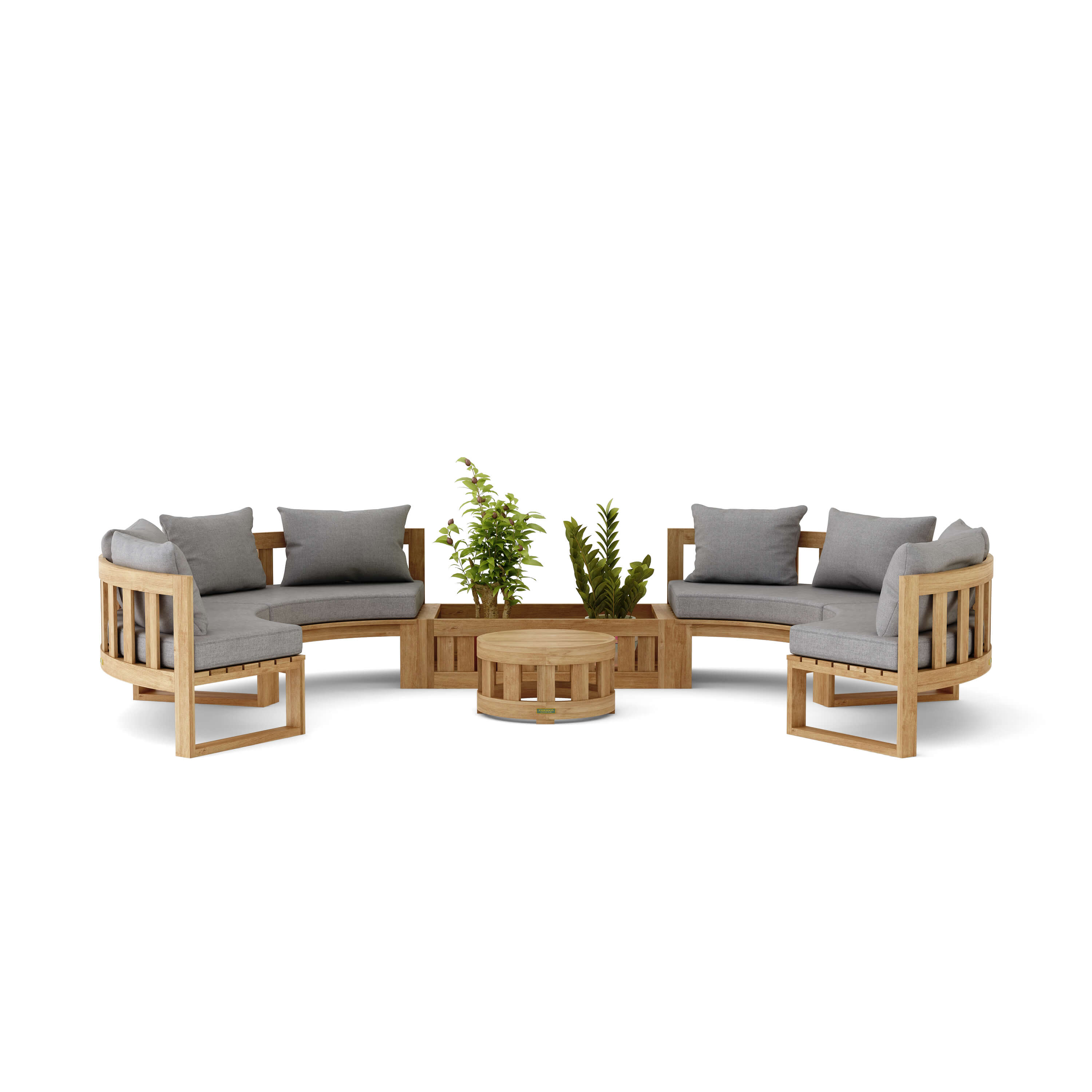 Anderson Teak – Circular Modular Deep Seating Set – 8-Person Teak Lounge