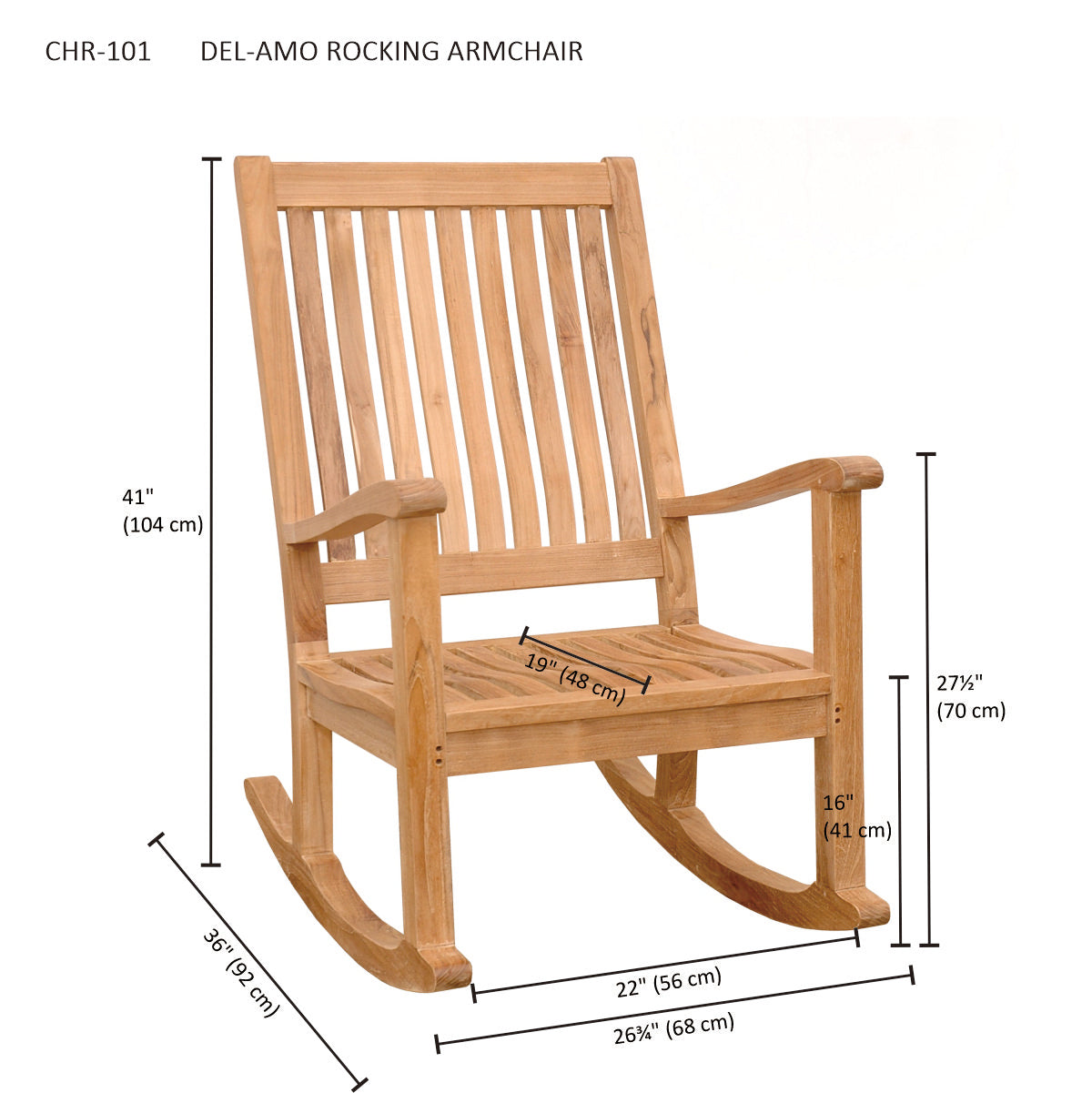 Anderson Teak Del-Amo Rocking Armchair – Classic Teak Outdoor Rocker