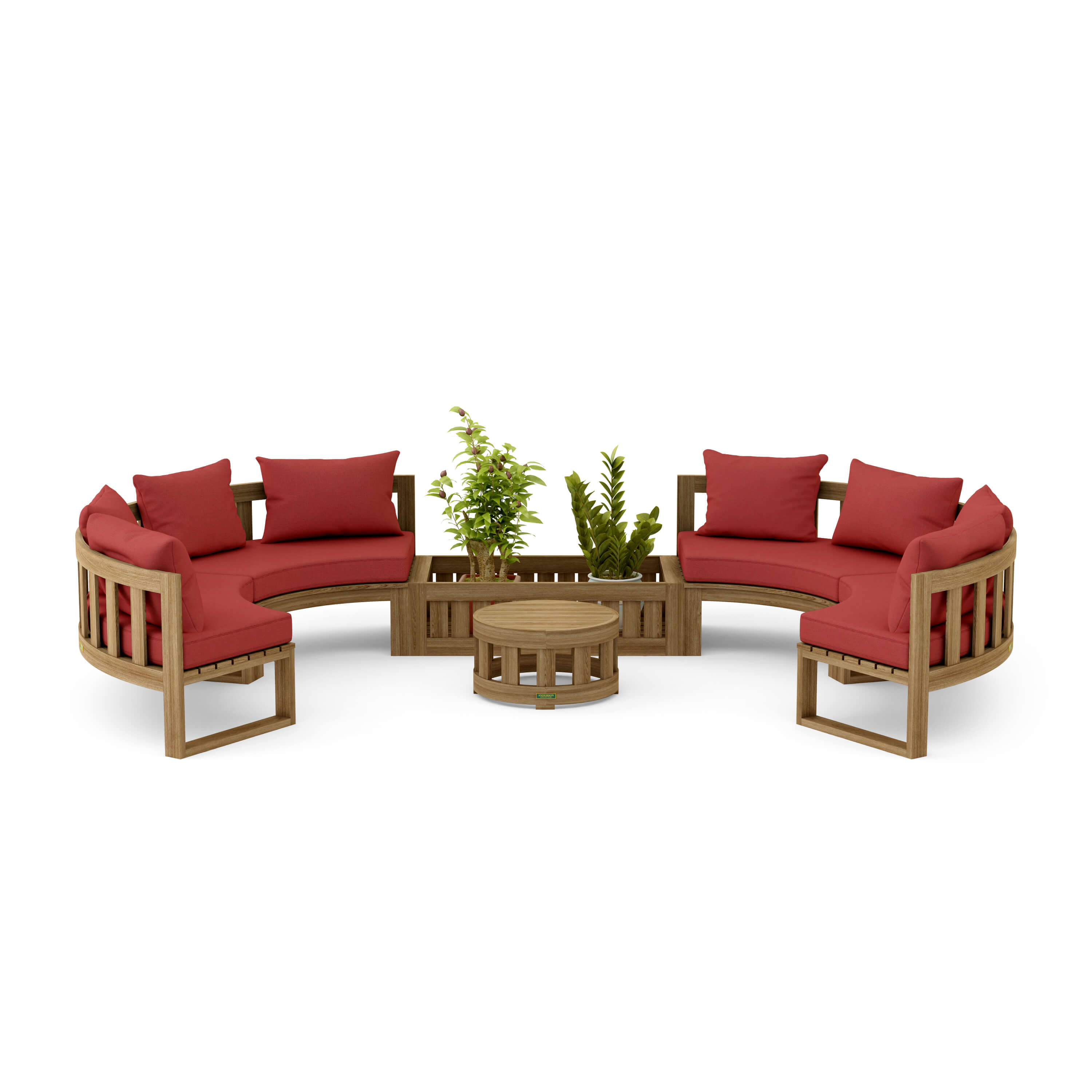 Anderson Teak – Circular Modular Deep Seating Set – 8-Person Teak Lounge