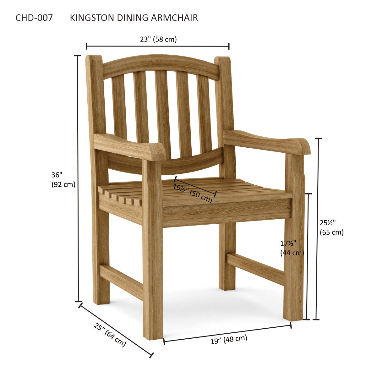 Anderson Teak Kingston Dining Armchair – Solid Teak Outdoor Dining Seating