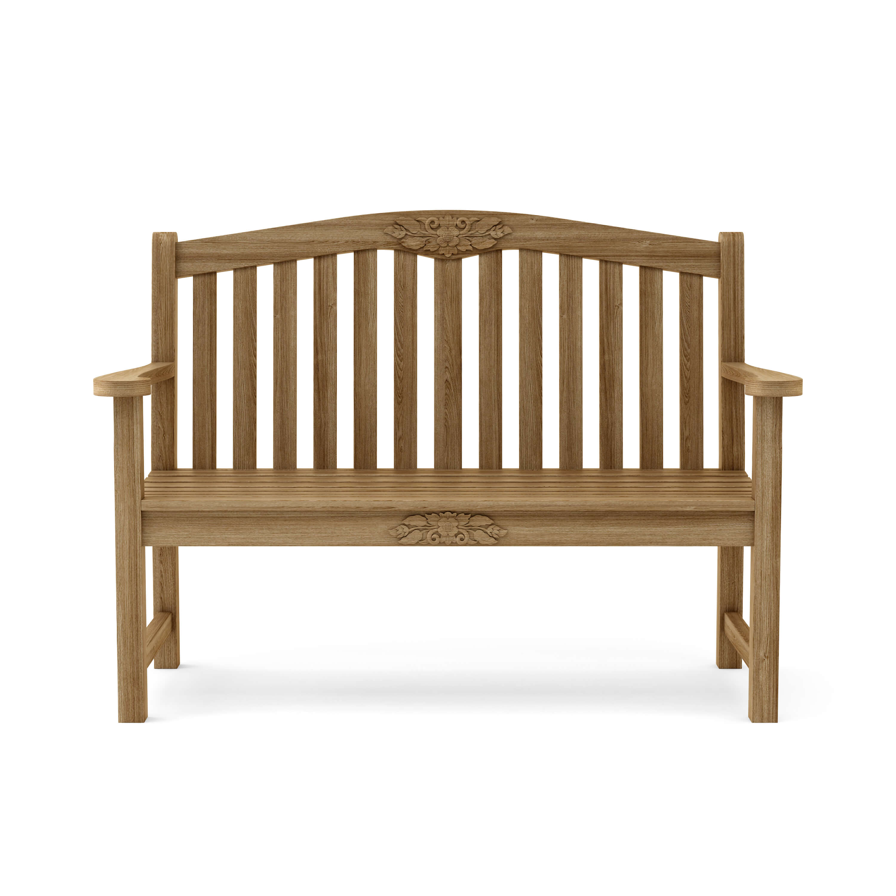 Anderson Teak Rose 50″ Round Bench – Hand-Carved Solid Teak Outdoor Garden Bench