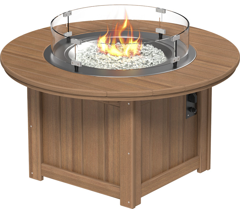 LuxCraft – Lumin Fire Pit 46″ Round – Outdoor Gas Fire Pit with Glass Guard