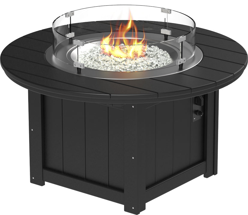 LuxCraft – Lumin Fire Pit 46″ Round – Outdoor Gas Fire Pit with Glass Guard