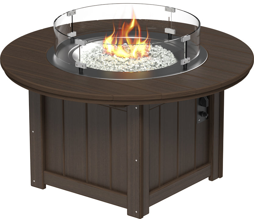 LuxCraft – Lumin Fire Pit 46″ Round – Outdoor Gas Fire Pit with Glass Guard