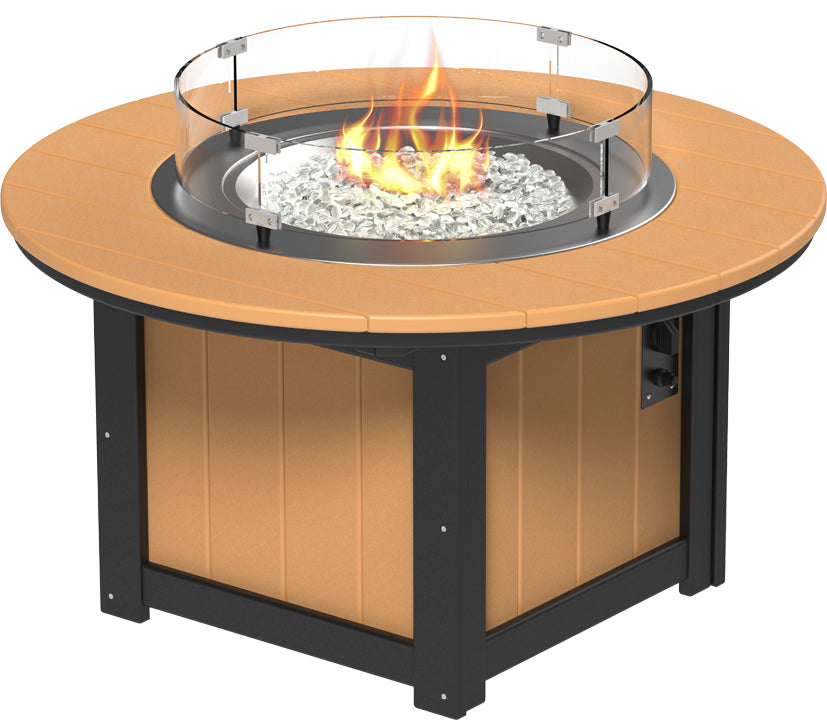 LuxCraft – Lumin Fire Pit 46″ Round – Outdoor Gas Fire Pit with Glass Guard