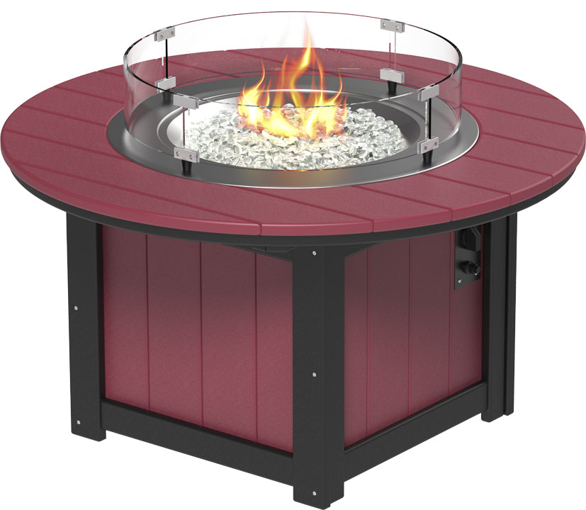 LuxCraft – Lumin Fire Pit 46″ Round – Outdoor Gas Fire Pit with Glass Guard