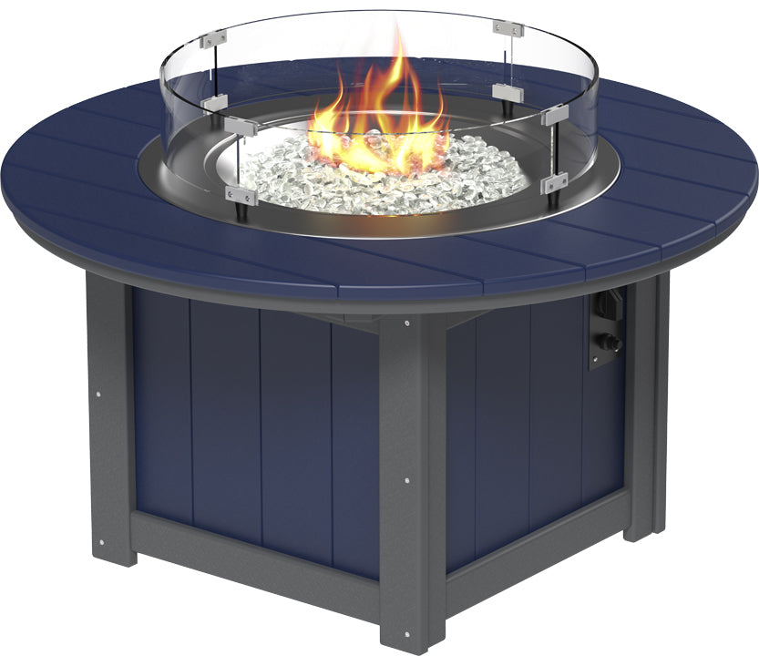 LuxCraft – Lumin Fire Pit 46″ Round – Outdoor Gas Fire Pit with Glass Guard