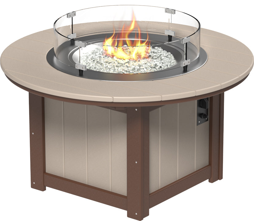 LuxCraft – Lumin Fire Pit 46″ Round – Outdoor Gas Fire Pit with Glass Guard