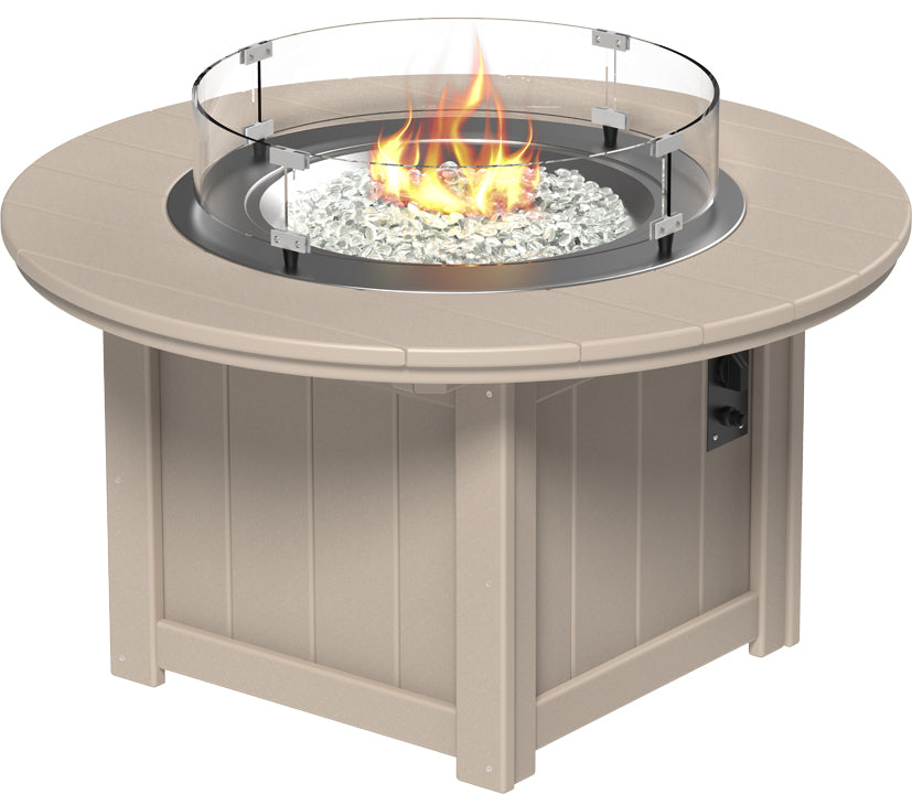 LuxCraft – Lumin Fire Pit 46″ Round – Outdoor Gas Fire Pit with Glass Guard