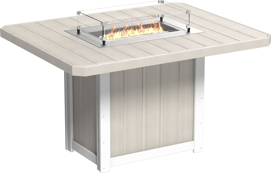 LuxCraft – Lumin Fire Table 62″ Rectangular – Outdoor Gas Fire Dining Table