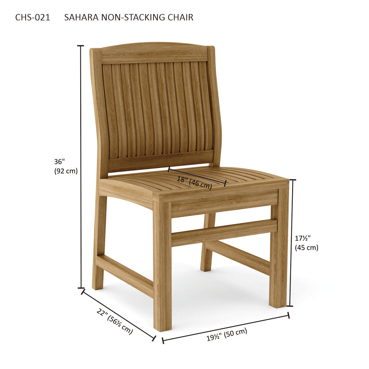 Anderson Teak Sahara Non-Stacking Dining Chair – Solid Teak Outdoor Seating