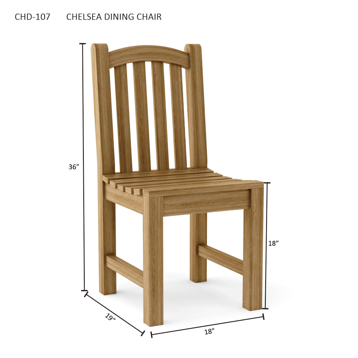 Anderson Teak Chelsea Dining Chair – Solid Teak Outdoor Dining Seating