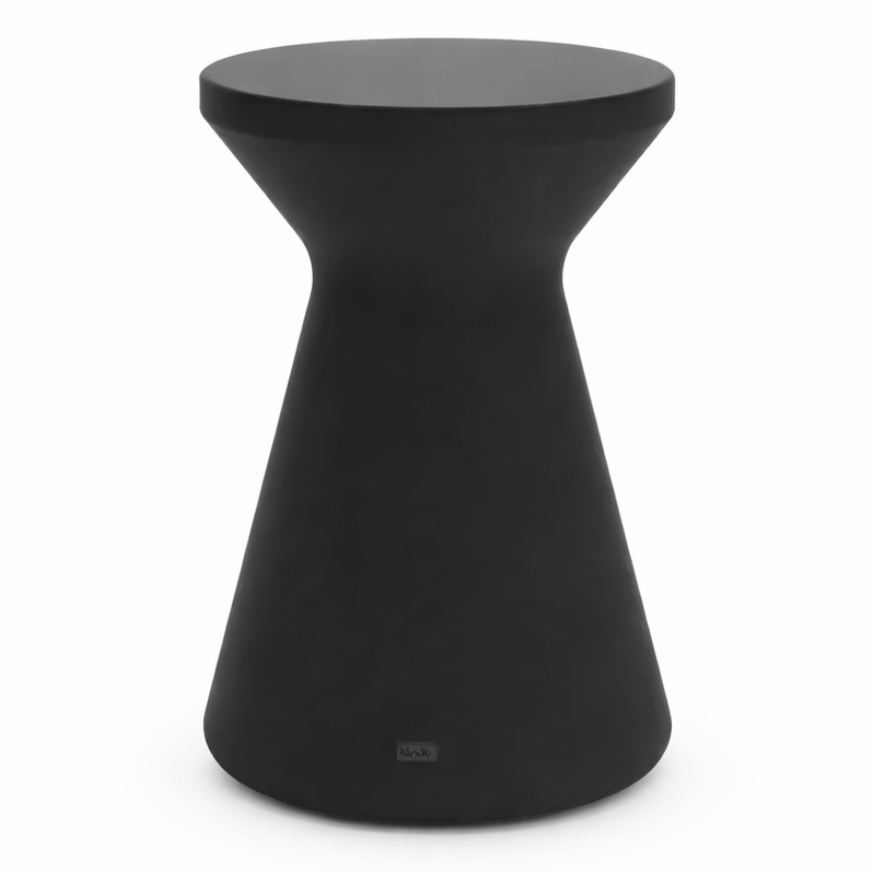 Elementi Home Rome 14″ Round Slate Black Concrete Side Table Small