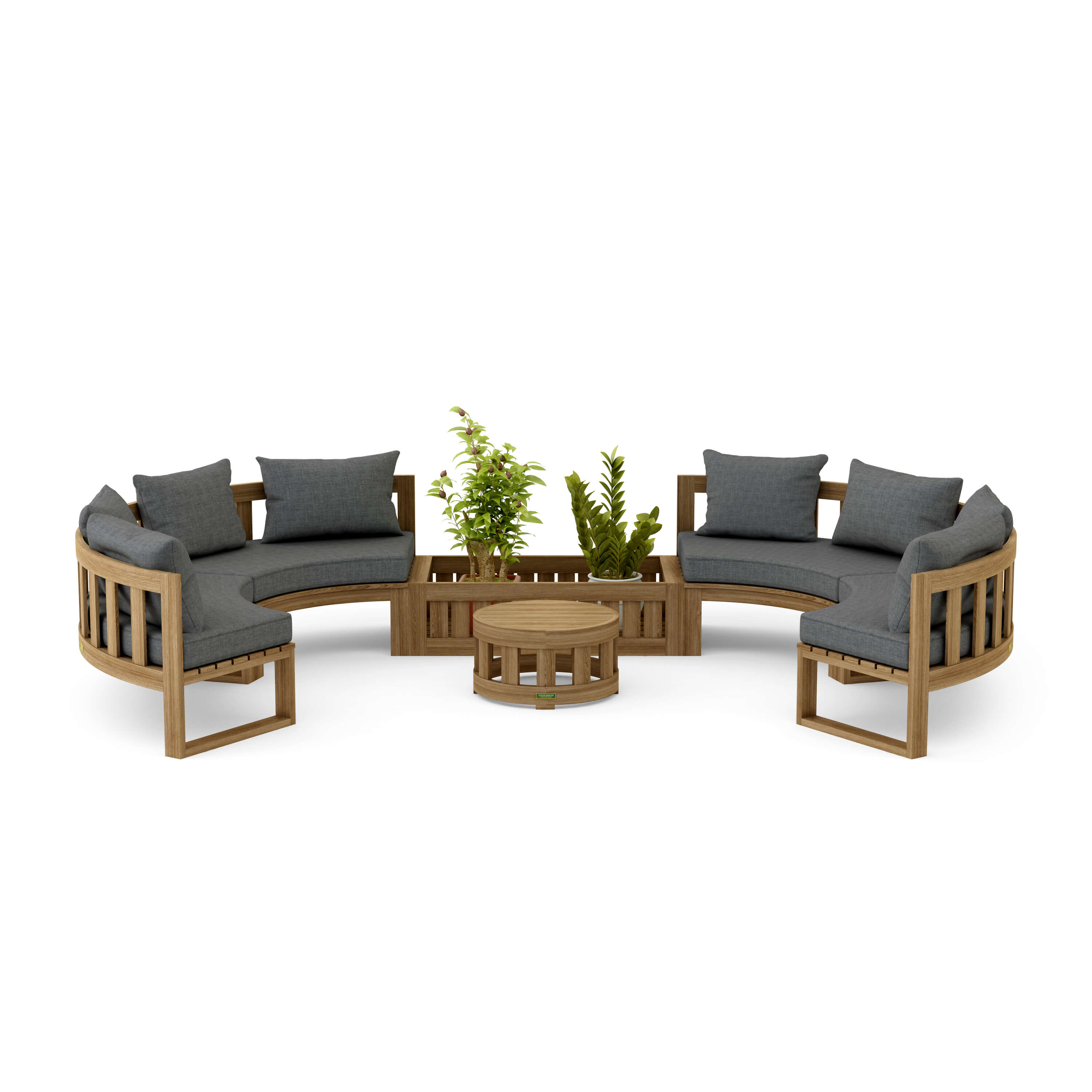 Anderson Teak – Circular Modular Deep Seating Set – 8-Person Teak Lounge