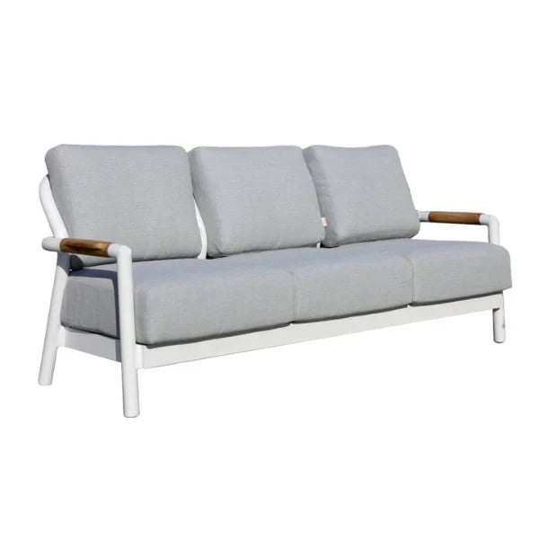 Elementi Santorini 82″ Rectangular Aluminum Teak Outdoor 3-Seat Sofa