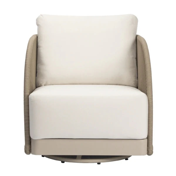 Elementi Malibu 30″ Square Aluminum Teak Outdoor Swivel Chair