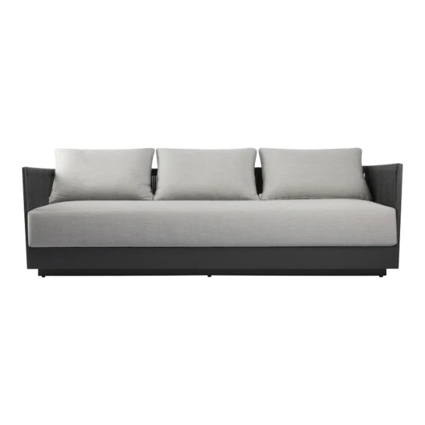 Elementi Capri 89″ Rectangular Aluminum Rope Outdoor 3-Seat Sofa