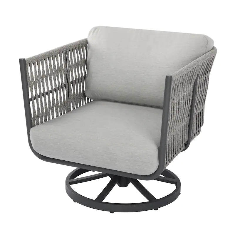 Elementi Milano 30″ Square Aluminum Rope Outdoor Swivel Chair
