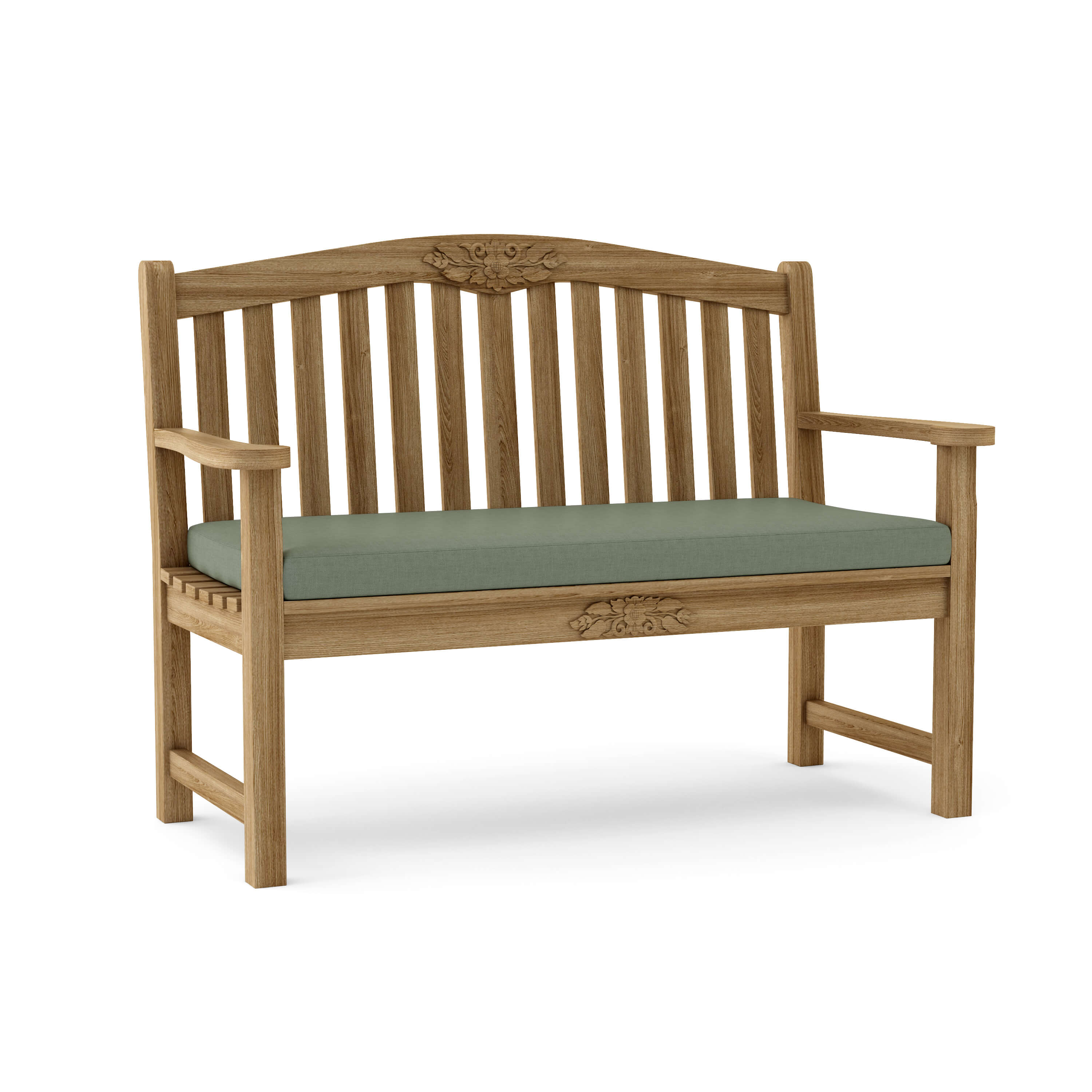 Anderson Teak Rose 50″ Round Bench – Hand-Carved Solid Teak Outdoor Garden Bench
