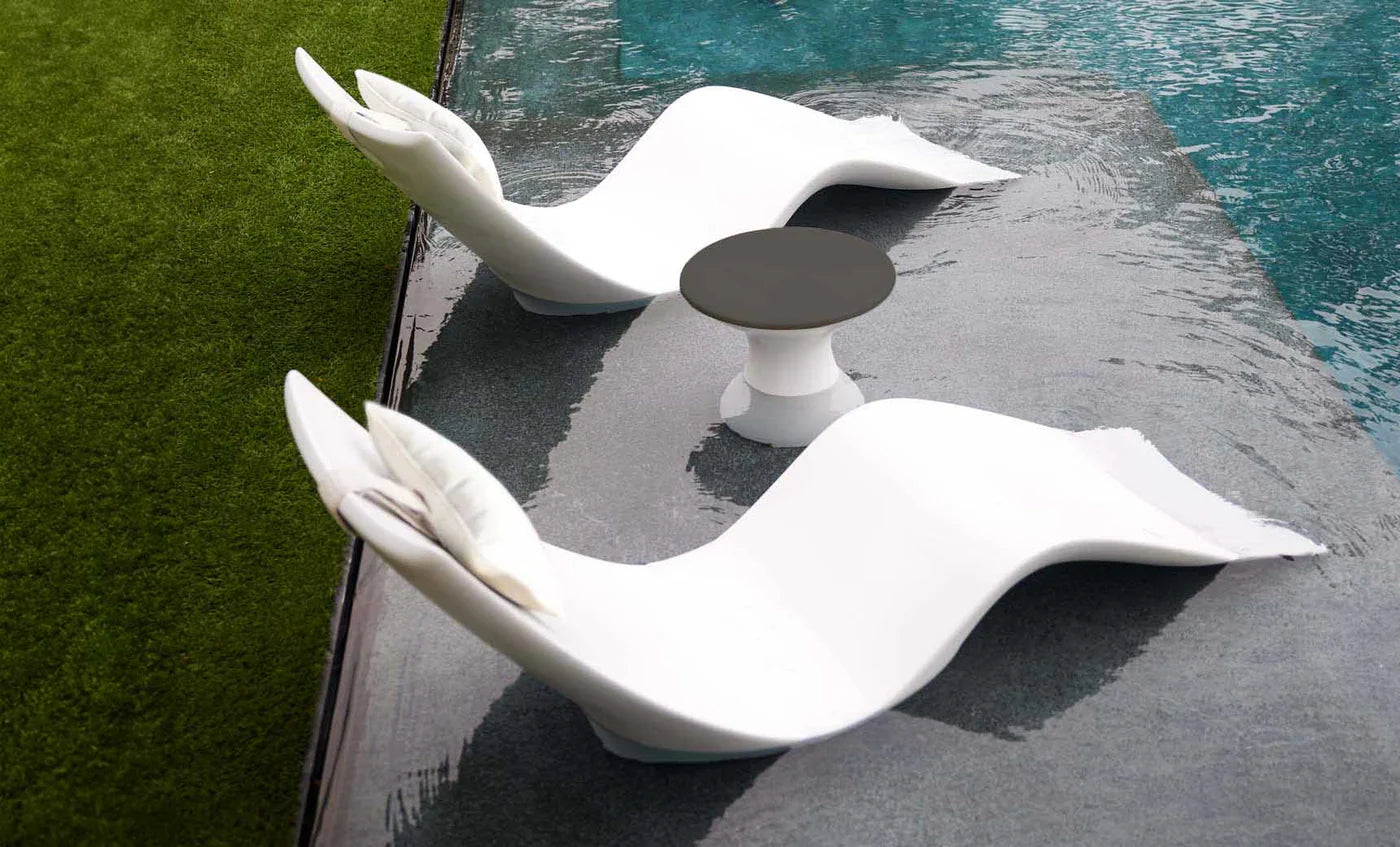 Ledge Autograph 70″ Rectangular Resin In-Pool Chaise & Side Table Set ( 5-Piece )
