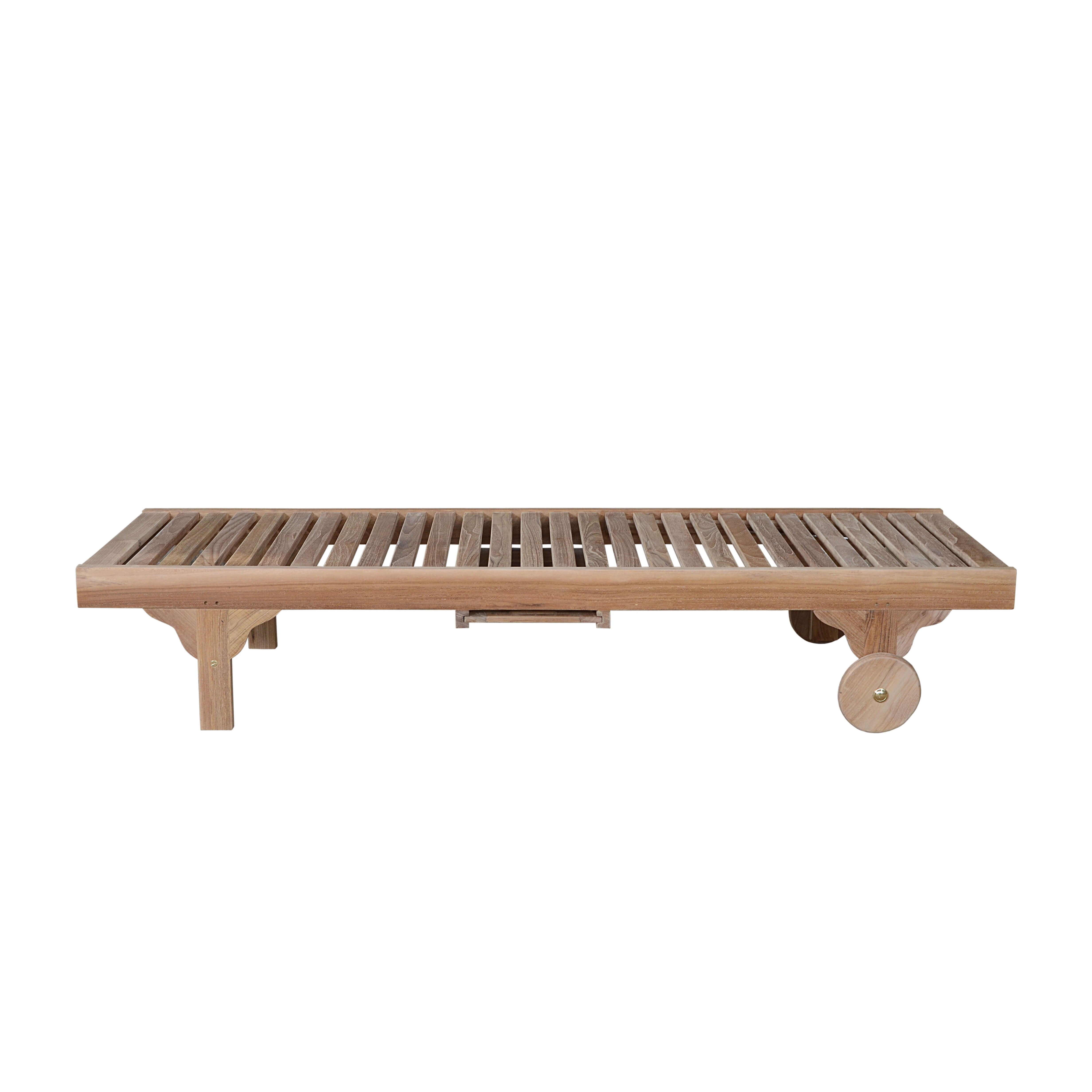 Anderson Teak Capri Teak Outdoor Sun Lounger Set of 4 with Sliding Tray & Wheels