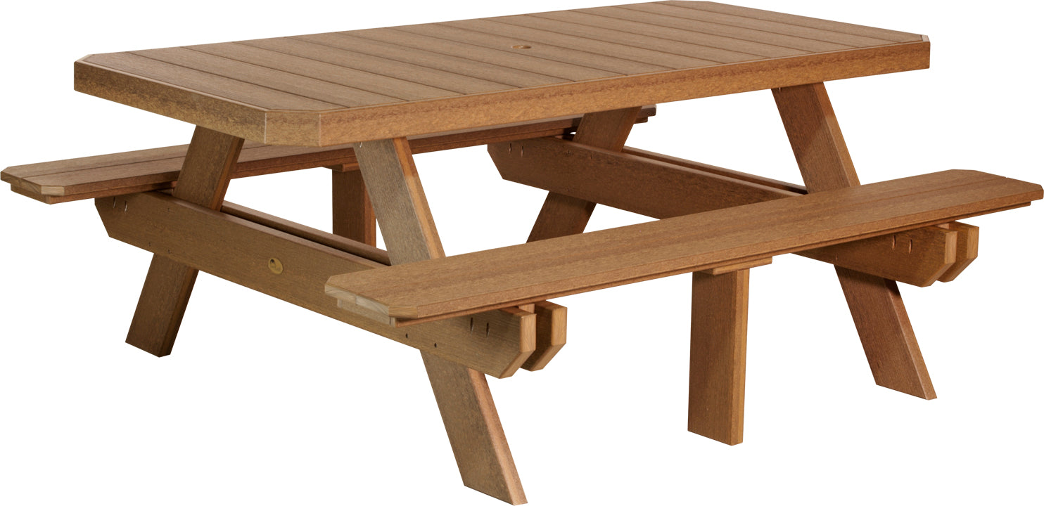 LuxCraft – 6′ Rectangular Picnic Table – Heavy-Duty Outdoor Dining Table