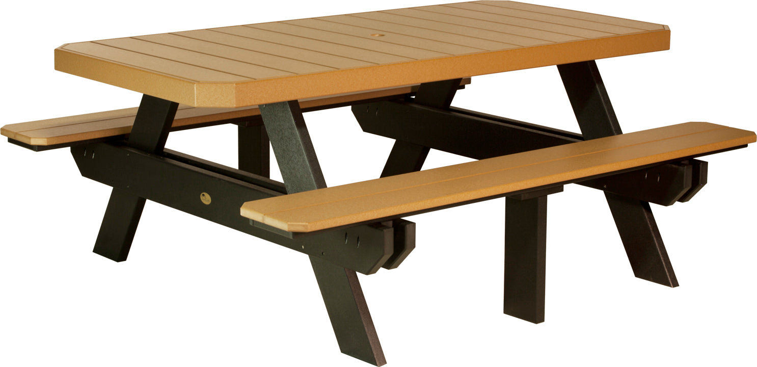 LuxCraft – 6′ Rectangular Picnic Table – Heavy-Duty Outdoor Dining Table