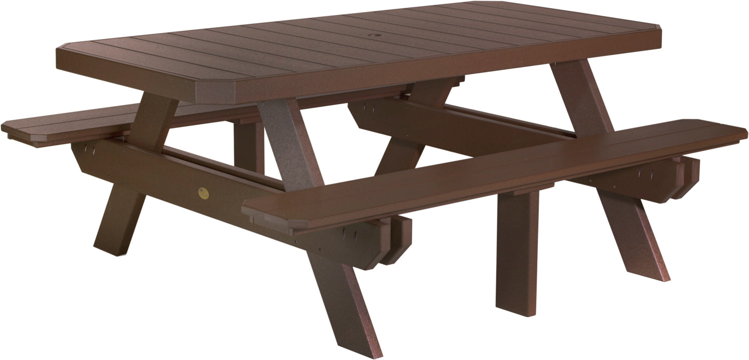 LuxCraft – 6′ Rectangular Picnic Table – Heavy-Duty Outdoor Dining Table