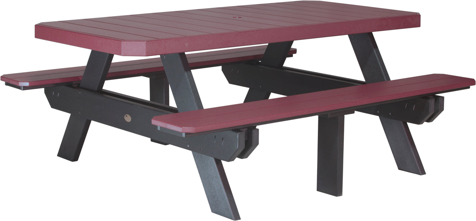 LuxCraft – 6′ Rectangular Picnic Table – Heavy-Duty Outdoor Dining Table
