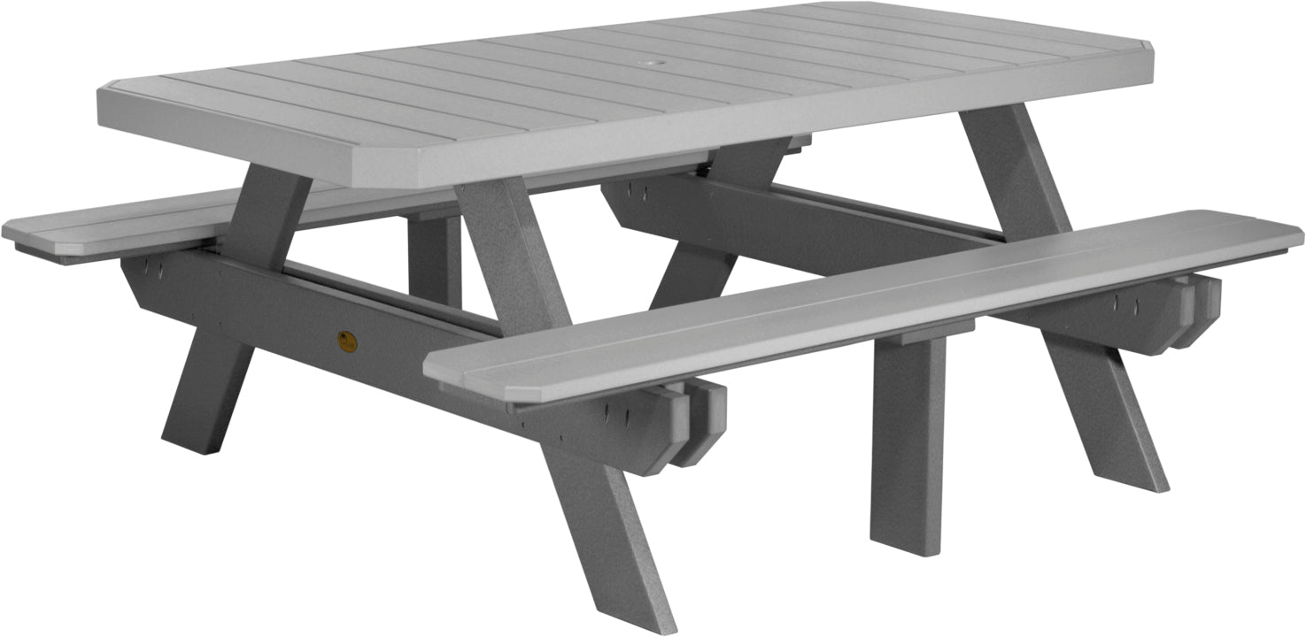LuxCraft – 6′ Rectangular Picnic Table – Heavy-Duty Outdoor Dining Table