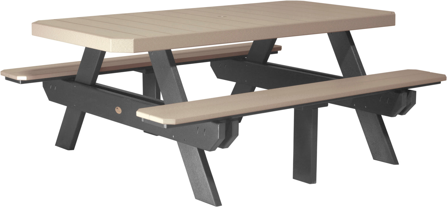 LuxCraft – 6′ Rectangular Picnic Table – Heavy-Duty Outdoor Dining Table