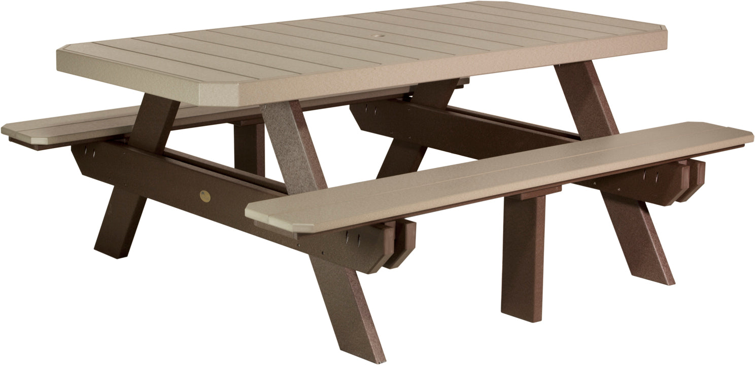 LuxCraft – 6′ Rectangular Picnic Table – Heavy-Duty Outdoor Dining Table