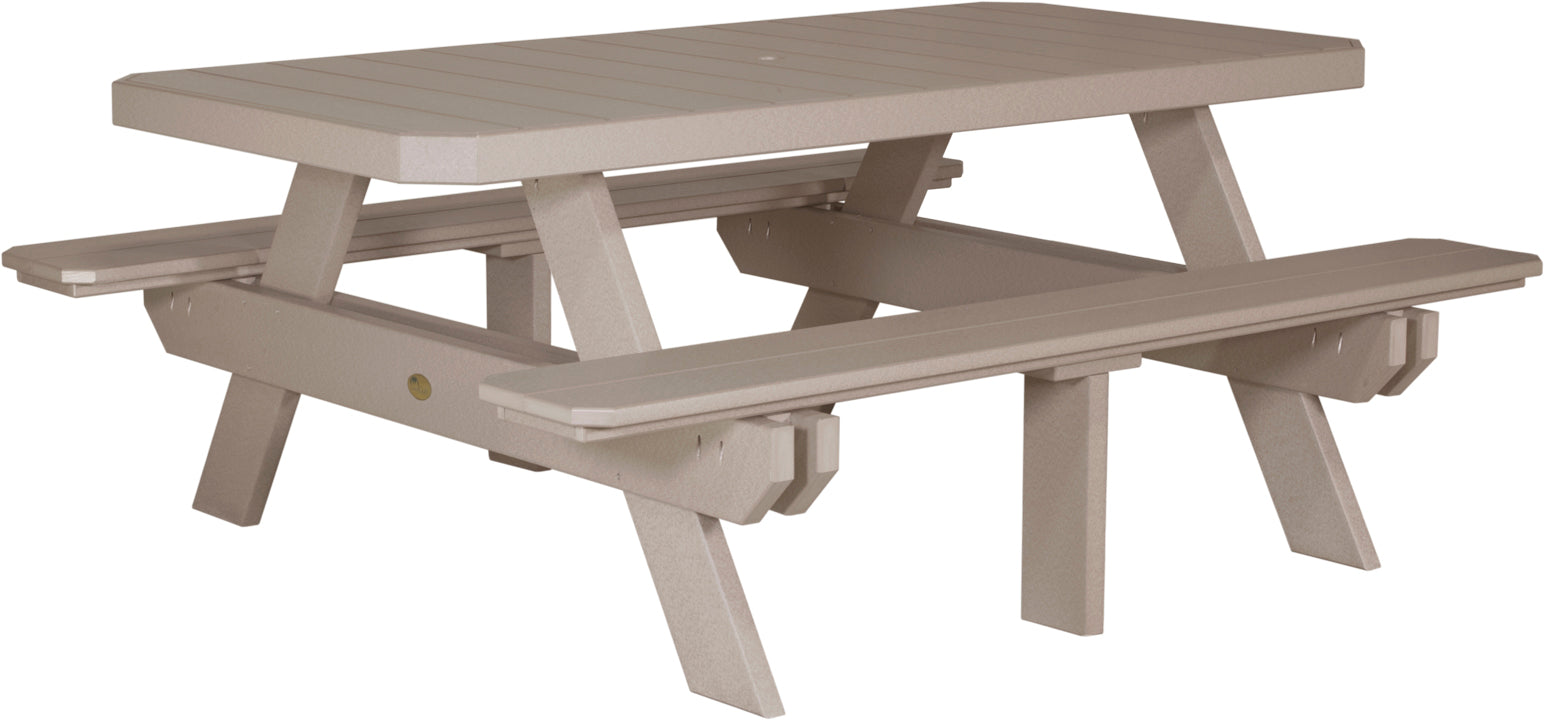LuxCraft – 6′ Rectangular Picnic Table – Heavy-Duty Outdoor Dining Table