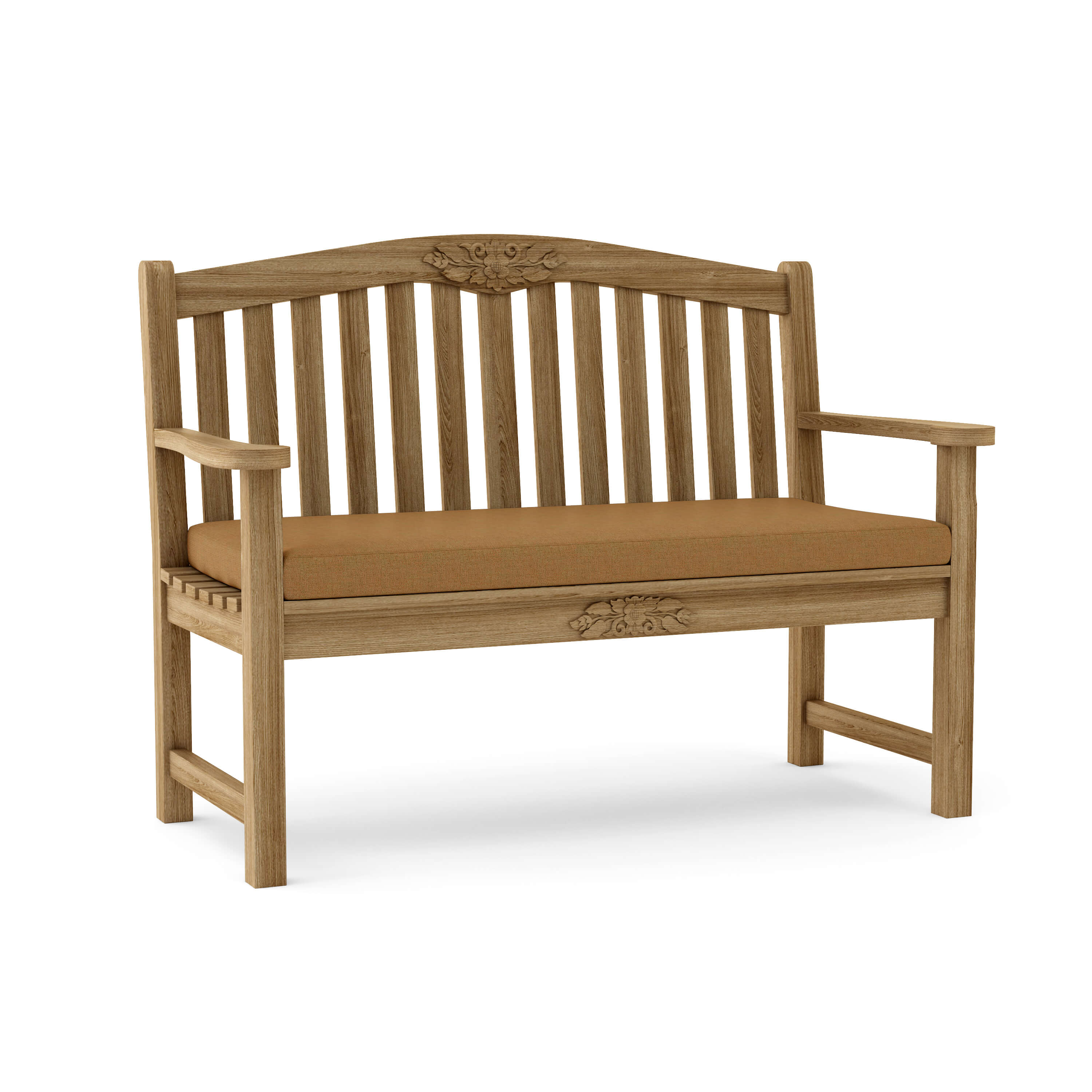 Anderson Teak Rose 50″ Round Bench – Hand-Carved Solid Teak Outdoor Garden Bench