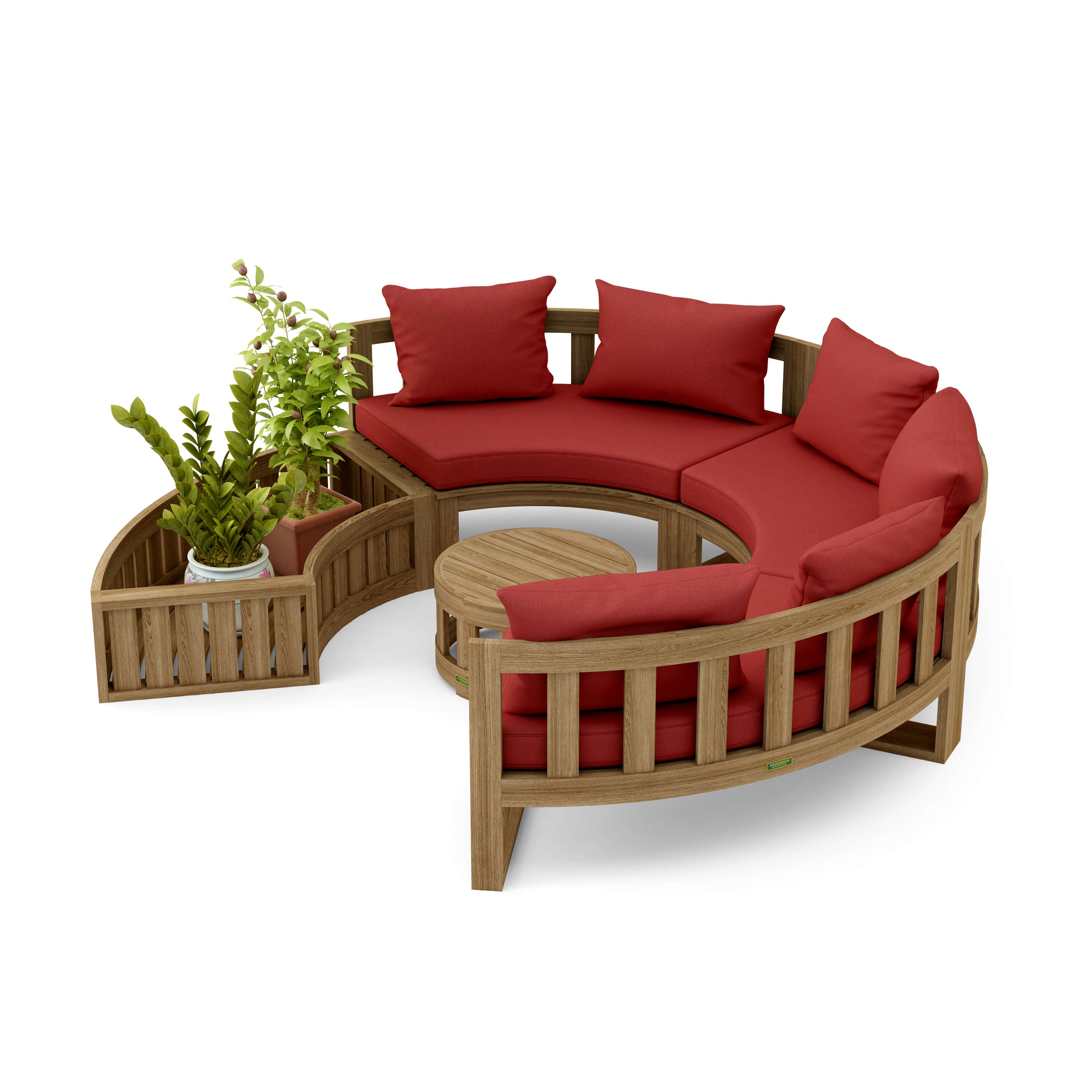 Anderson Teak – Circular Modular Deep Seating Set – 6-Person Teak Lounge
