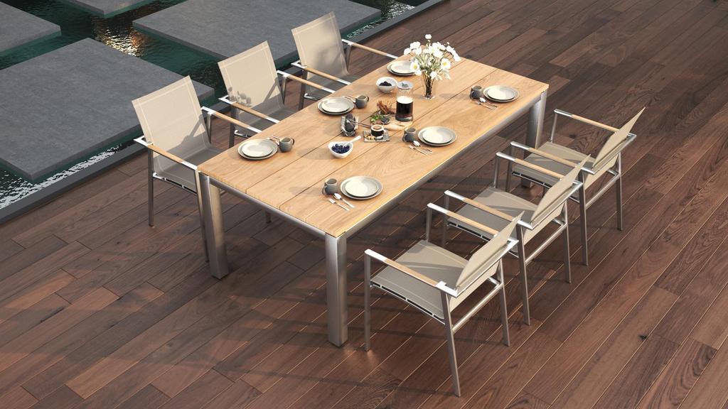 Planka Stainless Steel Dining Table 210 - Ambiance Image~~