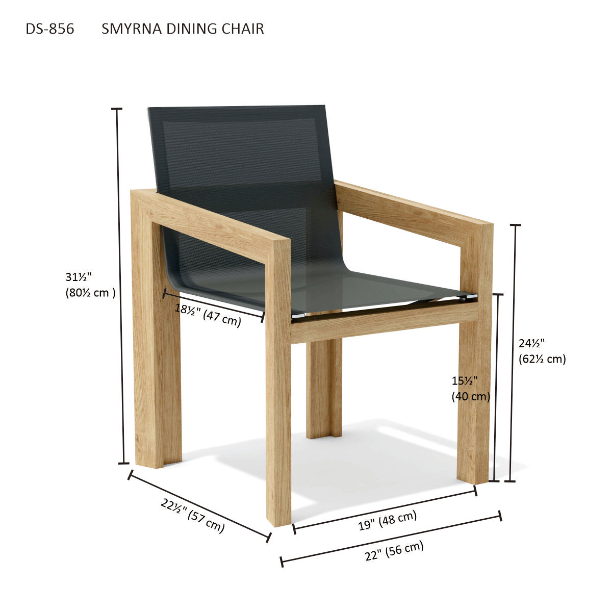 Anderson Teak Smyrna Dining Armchair – Teak & Batyline Outdoor Seating