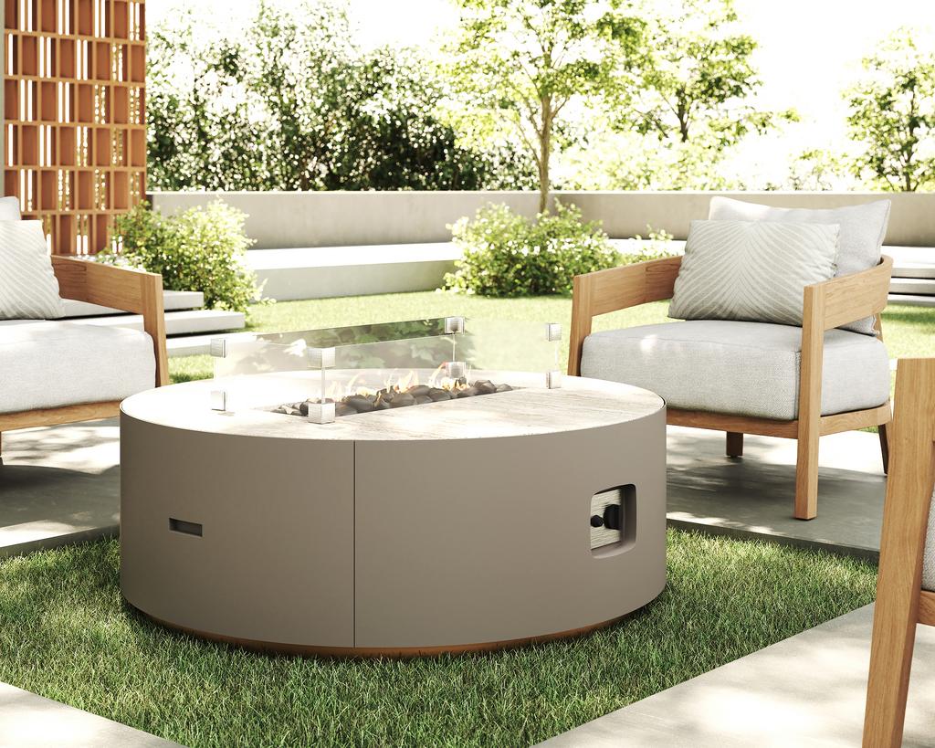 Sahara Flame Round Fire Table - Ambiance Image~~