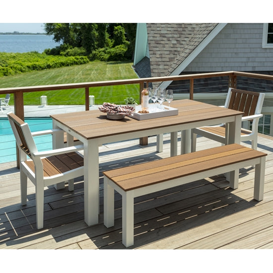 Seaside Greenwich 80″ Dining Bench Slatted – Modern Outdoor Patio Seating