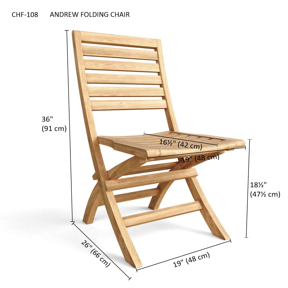 Anderson Teak Andrew Folding Chair (2-PC) – Solid Teak Outdoor Seating